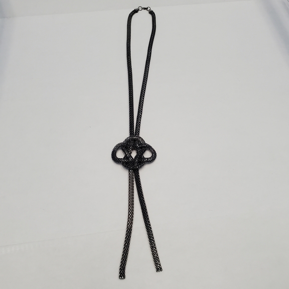 Vintage Mesh Metal Chain Mail Knot Necklace - Picture 2 of 6